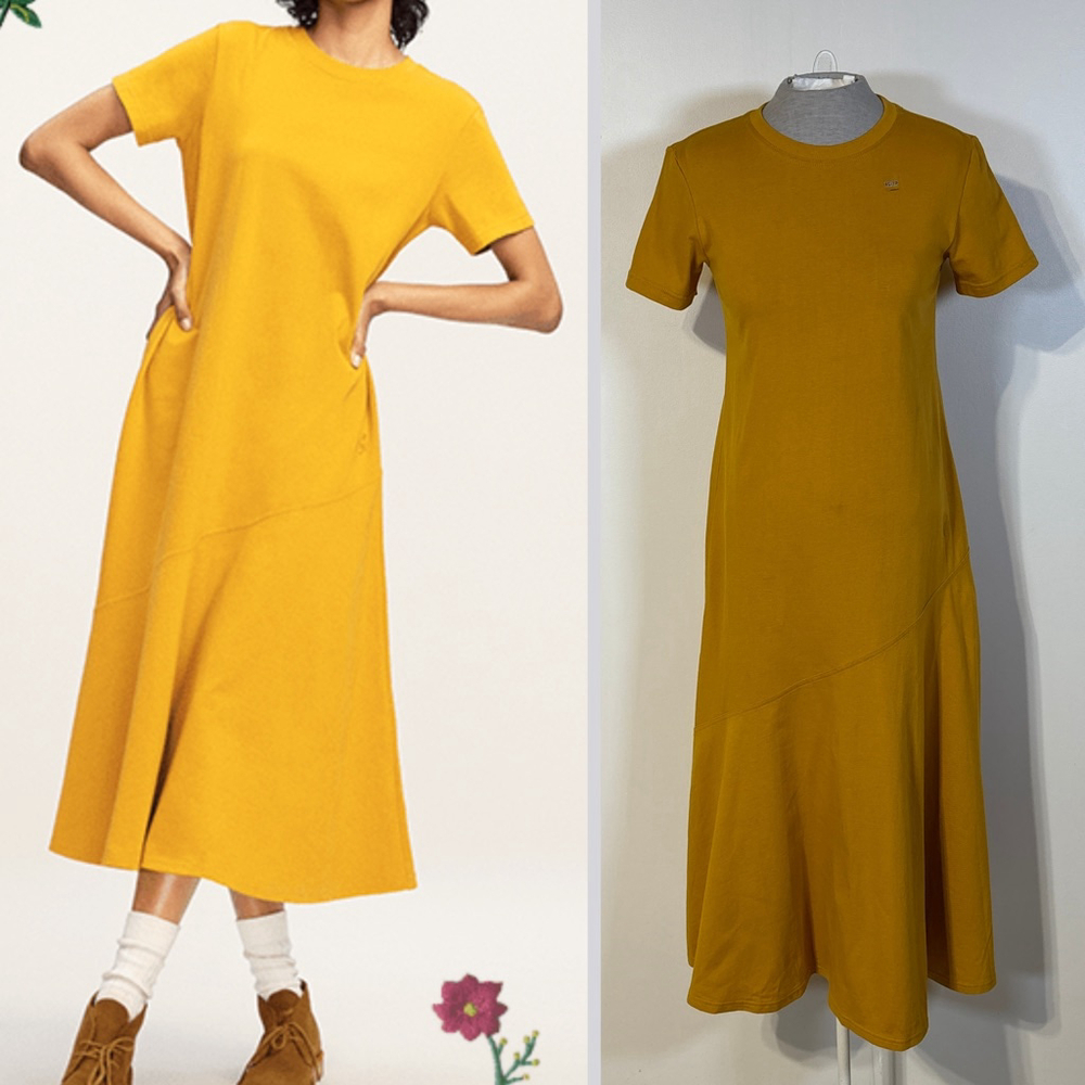 JW Anderson x UNIQLO Dress Women’s XS Yellow Short Sleeve Fluid Hem Maxi NWT